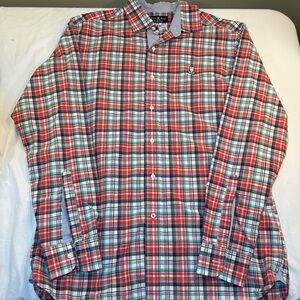 Psycho Bunny Men’s Long Sleeve Multi Color Plaid Pima Cotton Button Down Shirt L